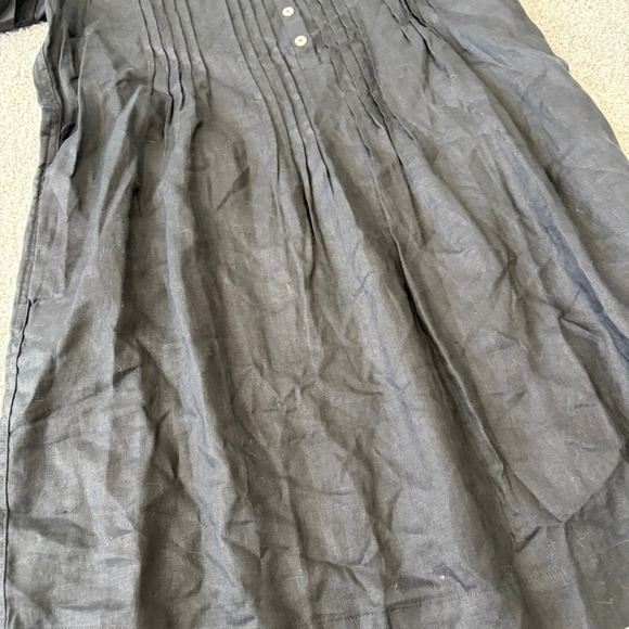 Quince European Linen Short Sleeve Swing Dress Black Size Large Beach Vacation - Picture 4 of 10